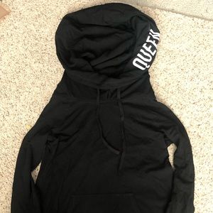 Black funnel neck queen hoodie